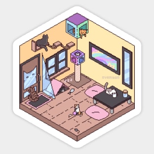 Pixel Cat Cafe Sticker